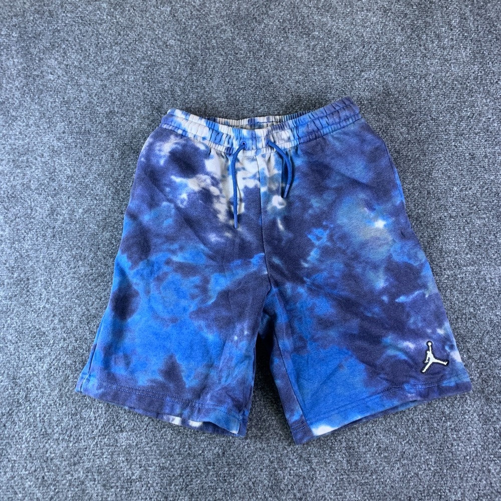 Air Jordan Jumpman Sweat Shorts Boys Large 12-13 Year Blue Tie Dye Logo Cotton